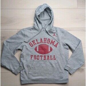 Nike Air Jordan Oklahoma Sooners Hoodie Sweatshirt Mens M Pullover Football Gray